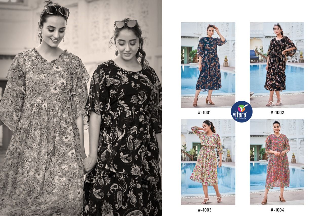 vitara Bentley Fancy Party Wear Georgette tunic print Designer Kurti Collection